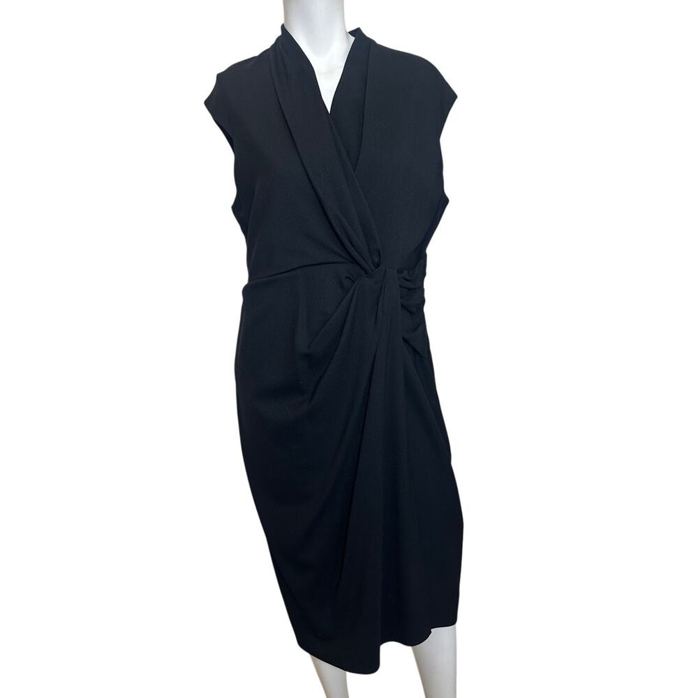 The Fold London Black Wool Blend Draped Knot Dress Womens US 12 NWOT Career - Picture 2 of 12